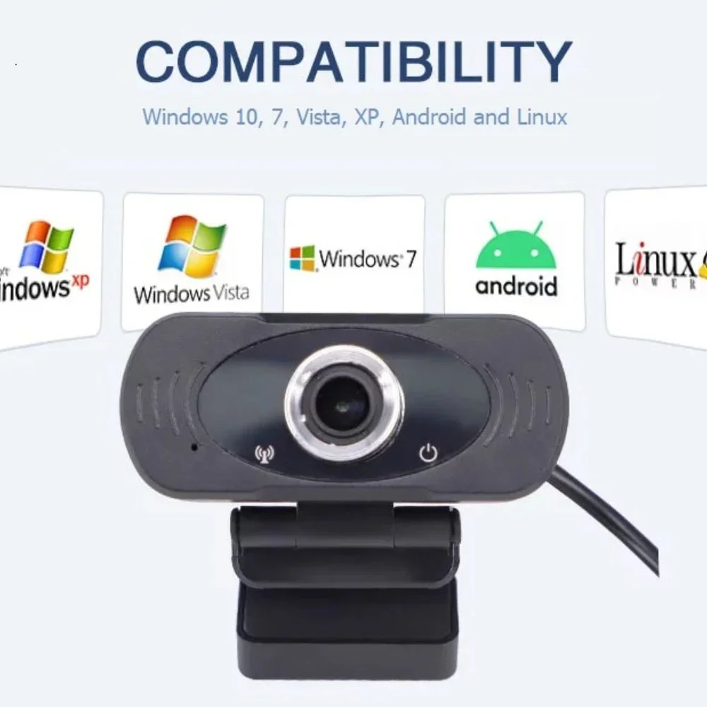 Full HD Webcam 1080P Clip-On USB with Microphone Privacy Filter & Tripod